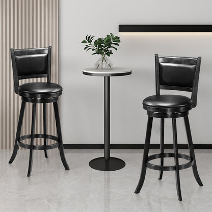 Accent Wooden Swivel Bar Height Stool for Dining Room-Black-74 cm