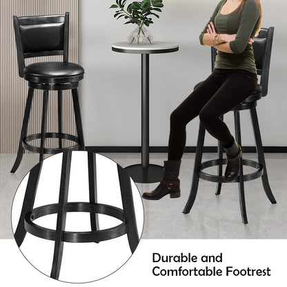 Accent Wooden Swivel Bar Height Stool for Dining Room-Black-74 cm