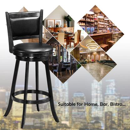 Accent Wooden Swivel Bar Height Stool for Dining Room-Black-74 cm