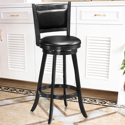 Accent Wooden Swivel Bar Height Stool for Dining Room-Black-74 cm