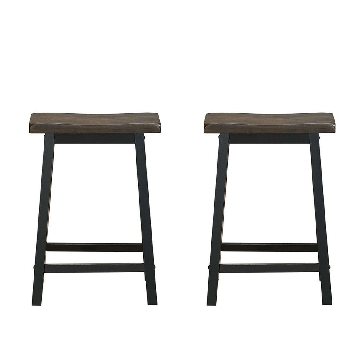 Saddle Seat Stools Set of 2 Wood Vintage Counter Height Bistro Side Chairs