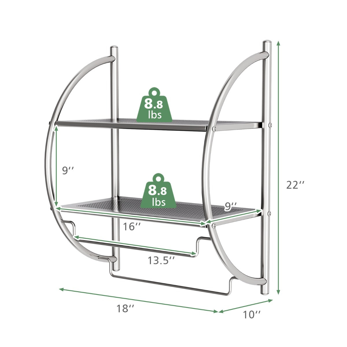 2-Tier Wall Mount Towel Storage Rack for Bathroom