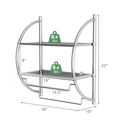 2-Tier Wall Mount Towel Storage Rack for Bathroom