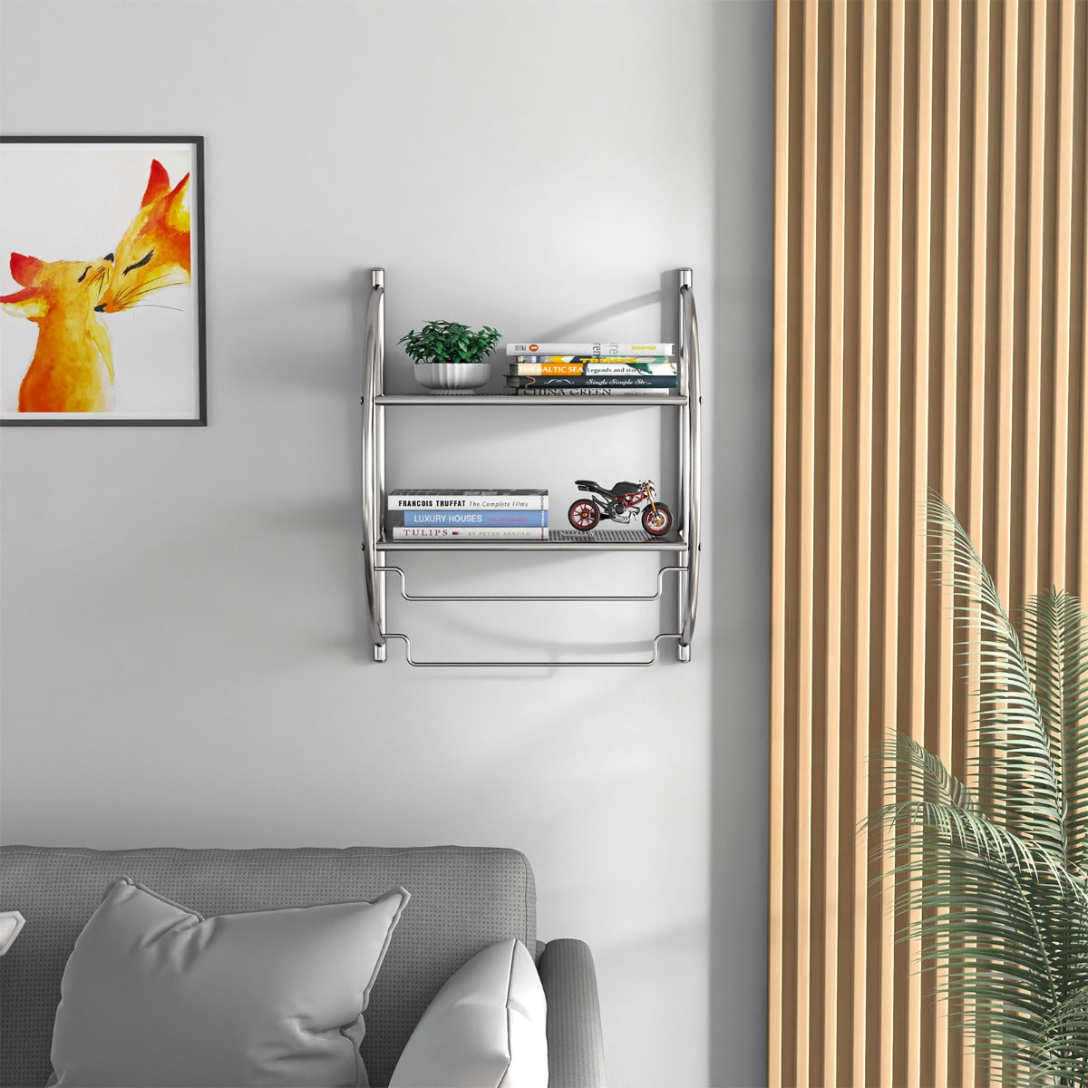 2-Tier Wall Mount Towel Storage Rack for Bathroom