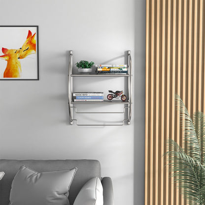 2-Tier Wall Mount Towel Storage Rack for Bathroom