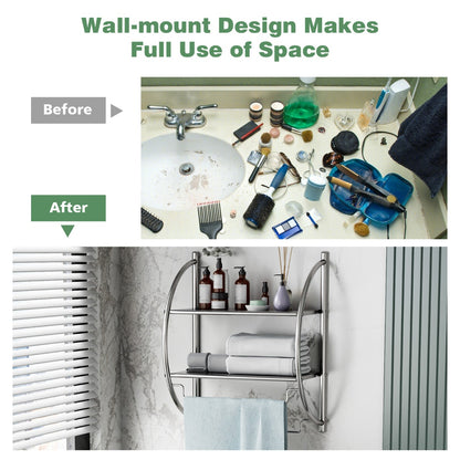 2-Tier Wall Mount Towel Storage Rack for Bathroom