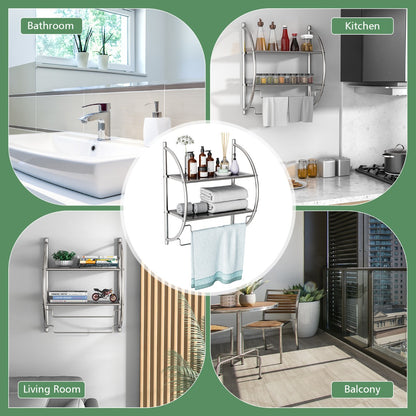 2-Tier Wall Mount Towel Storage Rack for Bathroom
