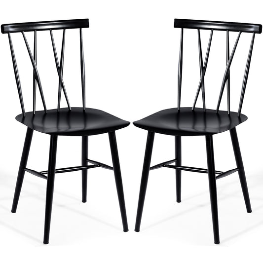Costway Set of 2 Steel Dining Chairs with Curved Backrest for Restaurant/Cafe