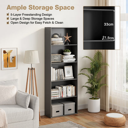 Standing Shelf wIth 5 Open Levels for Living Room-Black