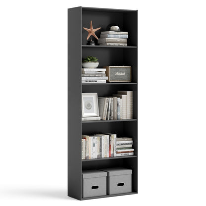 Standing Shelf wIth 5 Open Levels for Living Room-Black