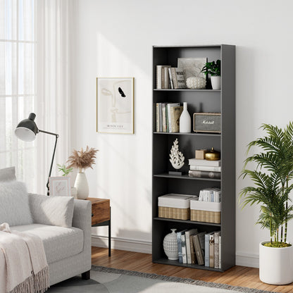 Standing Shelf wIth 5 Open Levels for Living Room-Black