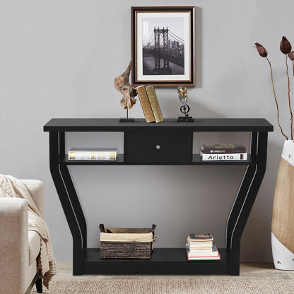 Costway Modern Entryway Table with Storage Drawer for Office-Black