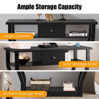 Costway Modern Entryway Table with Storage Drawer for Office-Black