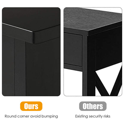 Costway Modern Entryway Table with Storage Drawer for Office-Black