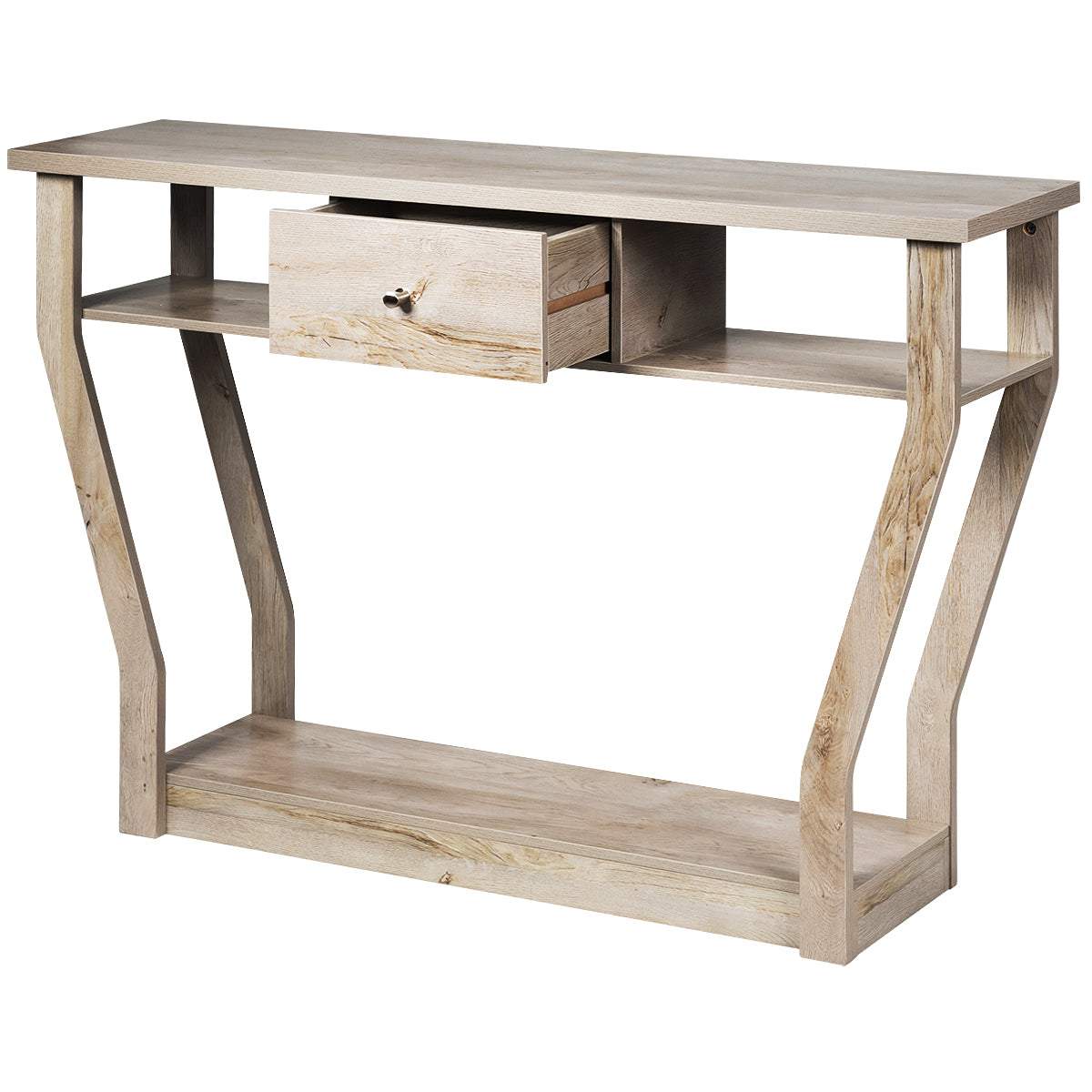 Costway Modern Entryway Table with Storage Drawer for Office-Grey