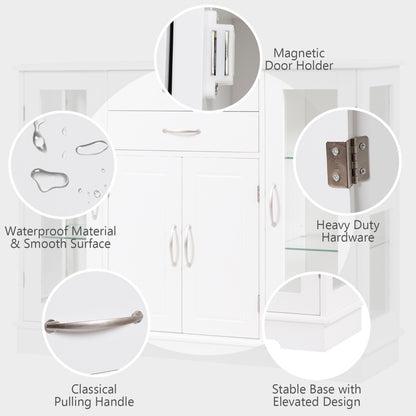 Buffet Sideboard with 2 Drawers &amp; 3 Cabinets for Kitchen &amp; Living Room-White