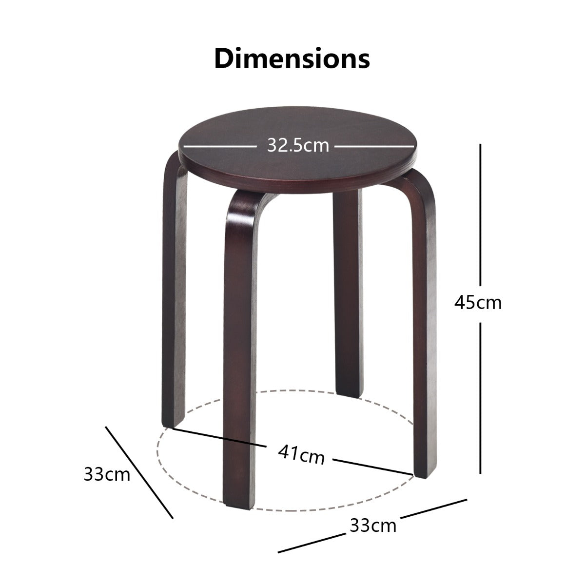Set of 4 Stackable Wooden Stools for Living Room &amp;amp; Dining Room-Brown