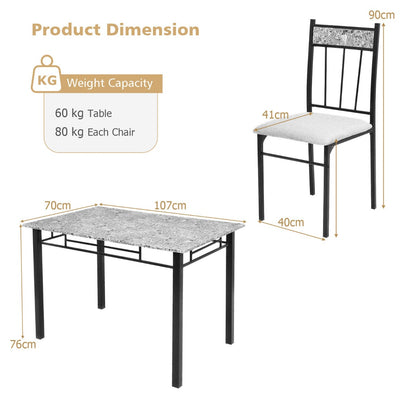 5-Piece Dining Table Set with 4 High Back Chairs & 1 Rectangular Table