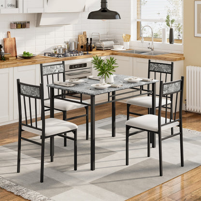 5-Piece Dining Table Set with 4 High Back Chairs & 1 Rectangular Table