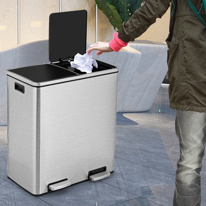 Slow-closing lids reduce noise and help contain odors after the pedals are released