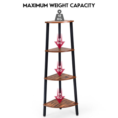 4-Tier Corner Shelf with No-Shaking Structure for Office-Coffee