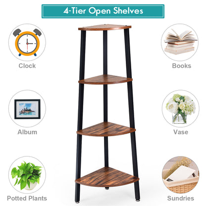 4-Tier Corner Shelf with No-Shaking Structure for Office-Coffee