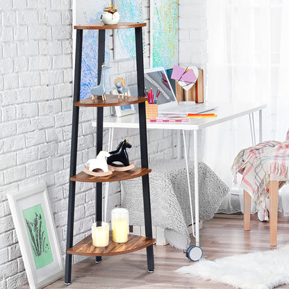 4-Tier Corner Shelf with No-Shaking Structure for Office-Coffee