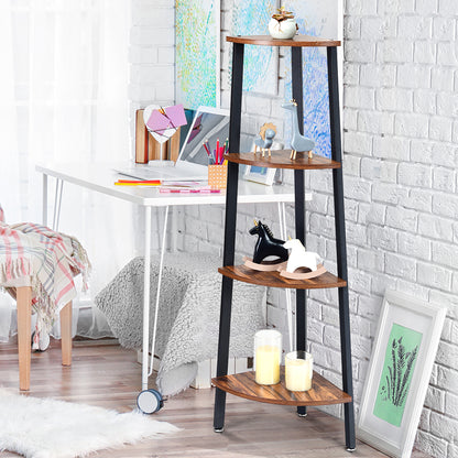 4-Tier Corner Shelf with No-Shaking Structure for Office-Coffee