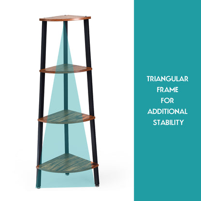 4-Tier Corner Shelf with No-Shaking Structure for Office-Coffee