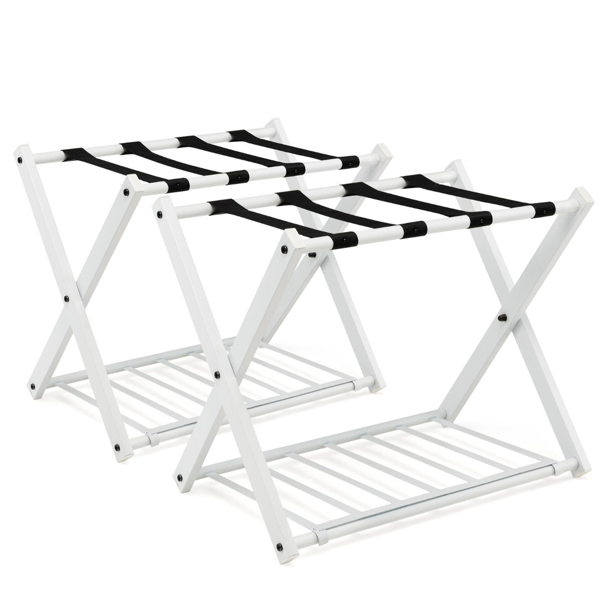 Heavy Duty Folding Luggage Rack with Shelves-2 pieces