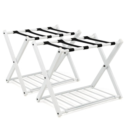 Heavy Duty Folding Luggage Rack with Shelves-2 pieces