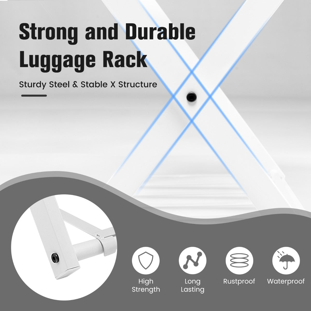 Heavy Duty Folding Luggage Rack with Shelves-2 pieces