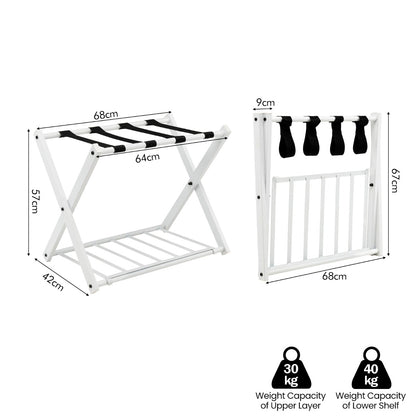 Heavy Duty Folding Luggage Rack with Shelves-2 pieces