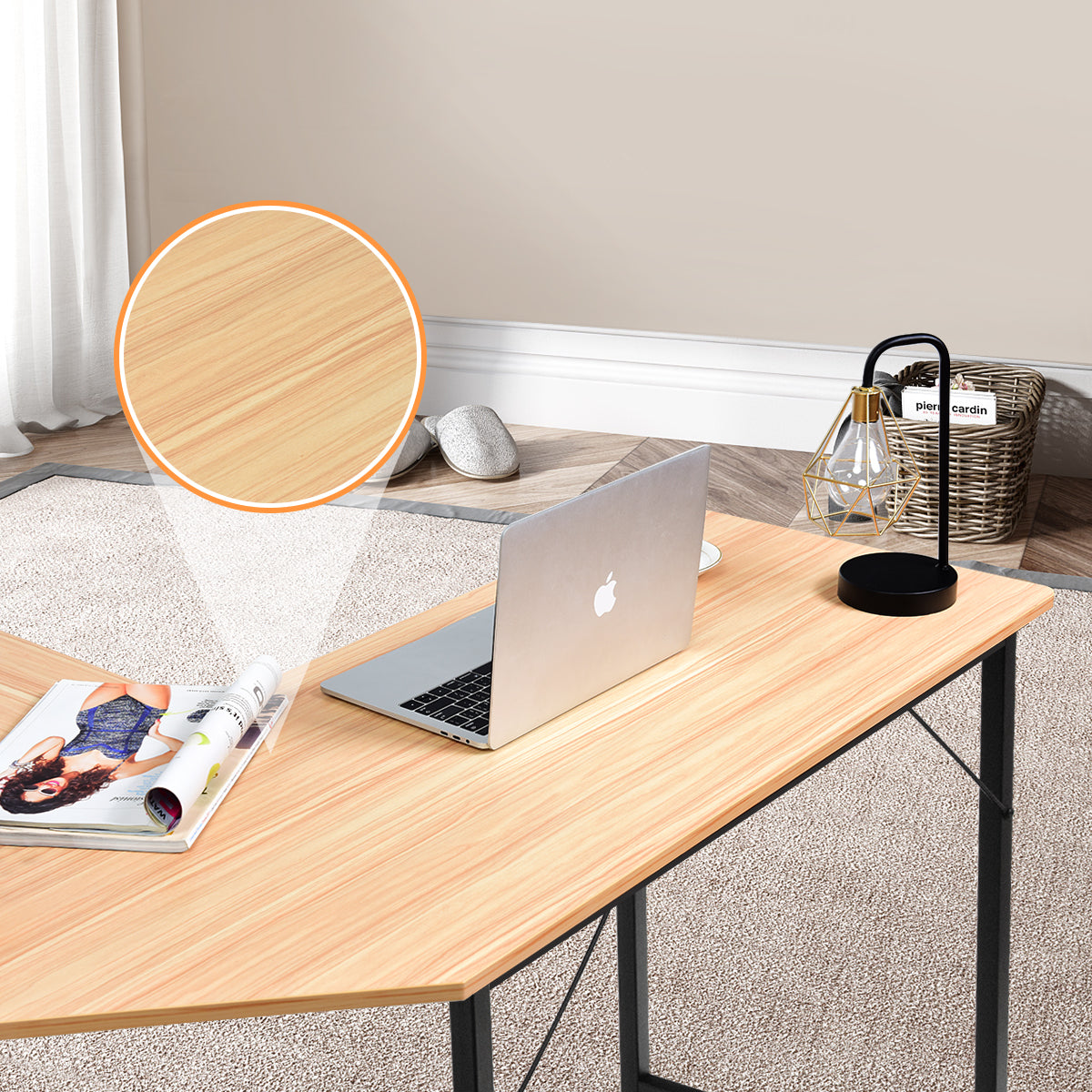 Costway Wood L-Shaped Computer Desk with Adjustable Foot Pad