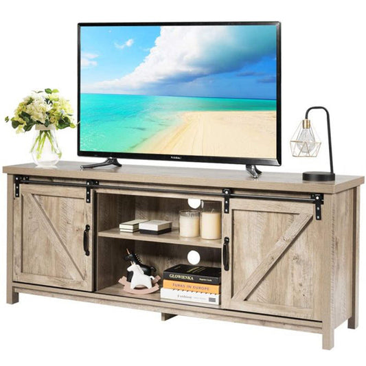 Wide 147-centimeter television cabinet provides room for a large TV, plants, frames, and media accessories