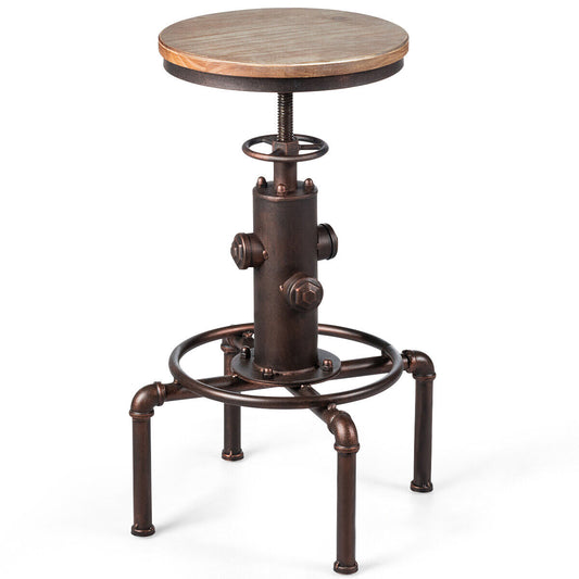 Costway Industrial Bar Stool with Adjustable Height for Restaurant/ Cafe/ Pub