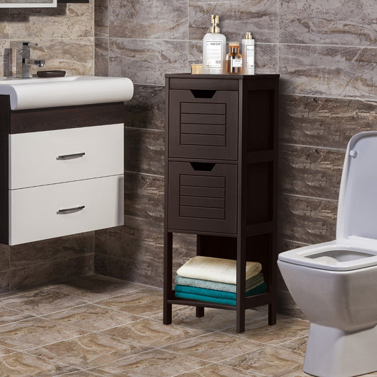 Costway Multifunctional Wooden Storage Rack for Home/Office/Bathroom-Coffee