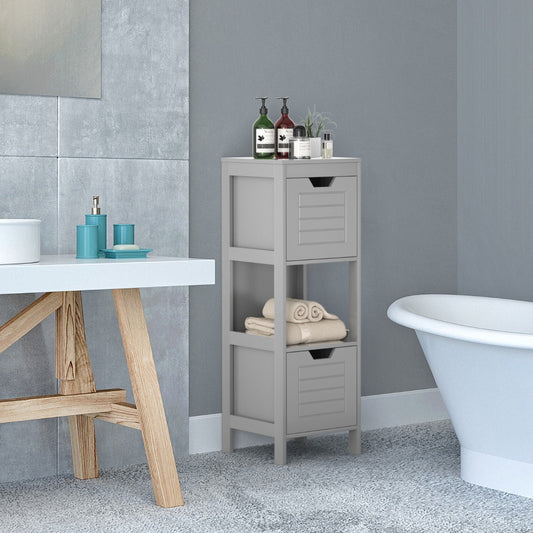 Costway Multifunctional Wooden Storage Rack for Home/Office/Bathroom-Gray