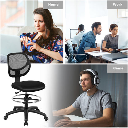 Costway Mesh Drafting Chair with Lumbar Support & Adjustable Footrest Ring