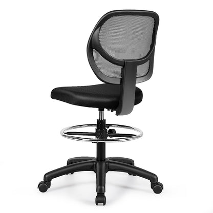 Costway Mesh Drafting Chair with Lumbar Support & Adjustable Footrest Ring