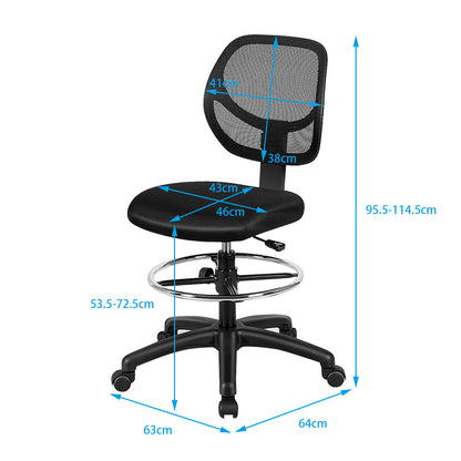 Costway Mesh Drafting Chair with Lumbar Support & Adjustable Footrest Ring