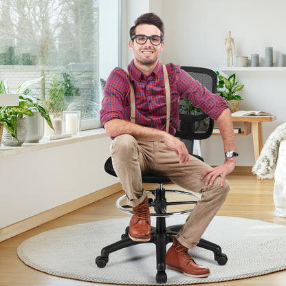 Costway Mesh Drafting Chair with Lumbar Support & Adjustable Footrest Ring