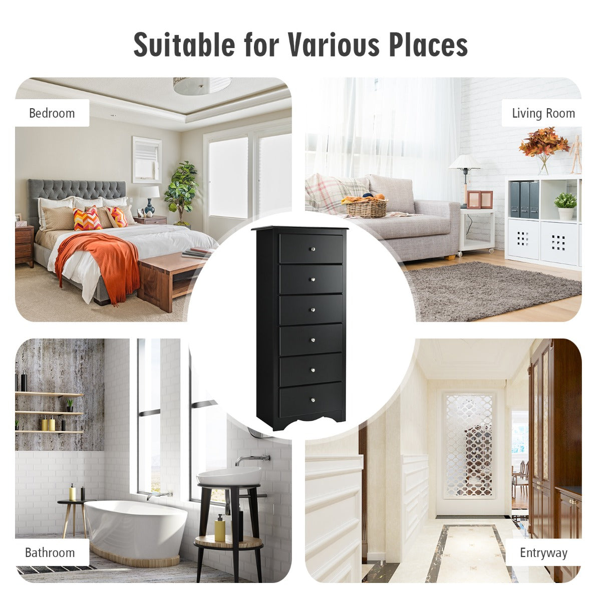 Metal drawer glides with built-in safety stops provide smooth and controlled drawer operation