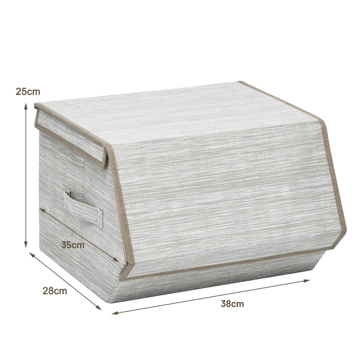 Large Stackable Bins Cubes with Lids Storage Organizers-Coffee