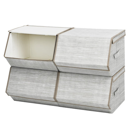 Large Stackable Bins Cubes with Lids Storage Organizers-Coffee