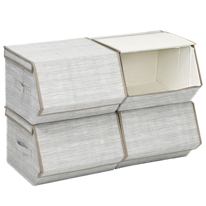 Large Stackable Bins Cubes with Lids Storage Organizers-Coffee