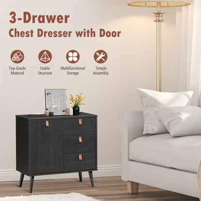 3-Drawer Chest Dresser with Anti-Toppling Device for Living Room-Coffee