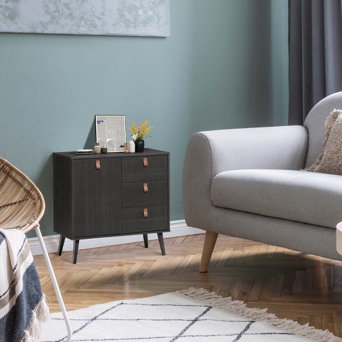 3-Drawer Chest Dresser with Anti-Toppling Device for Living Room-Coffee