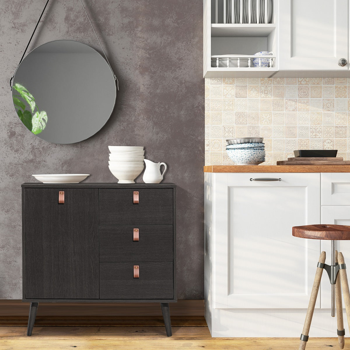 3-Drawer Chest Dresser with Anti-Toppling Device for Living Room-Coffee