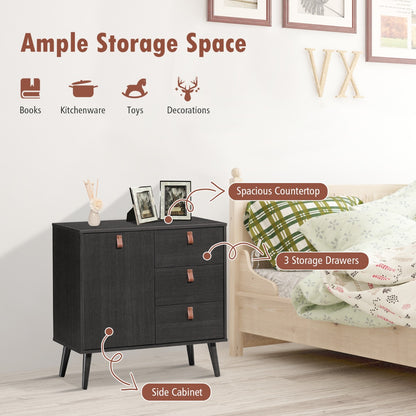 3-Drawer Chest Dresser with Anti-Toppling Device for Living Room-Coffee